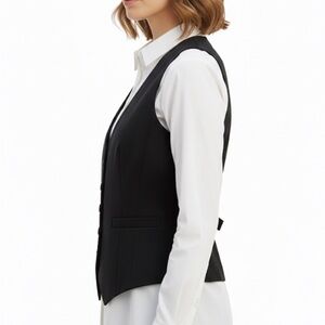 LOFT Black Button Vest